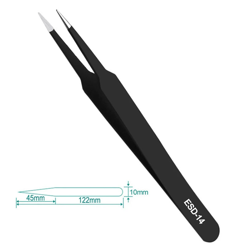 Anti-static Tweezers Set: Stainless Steel, Non-magnetic Tools