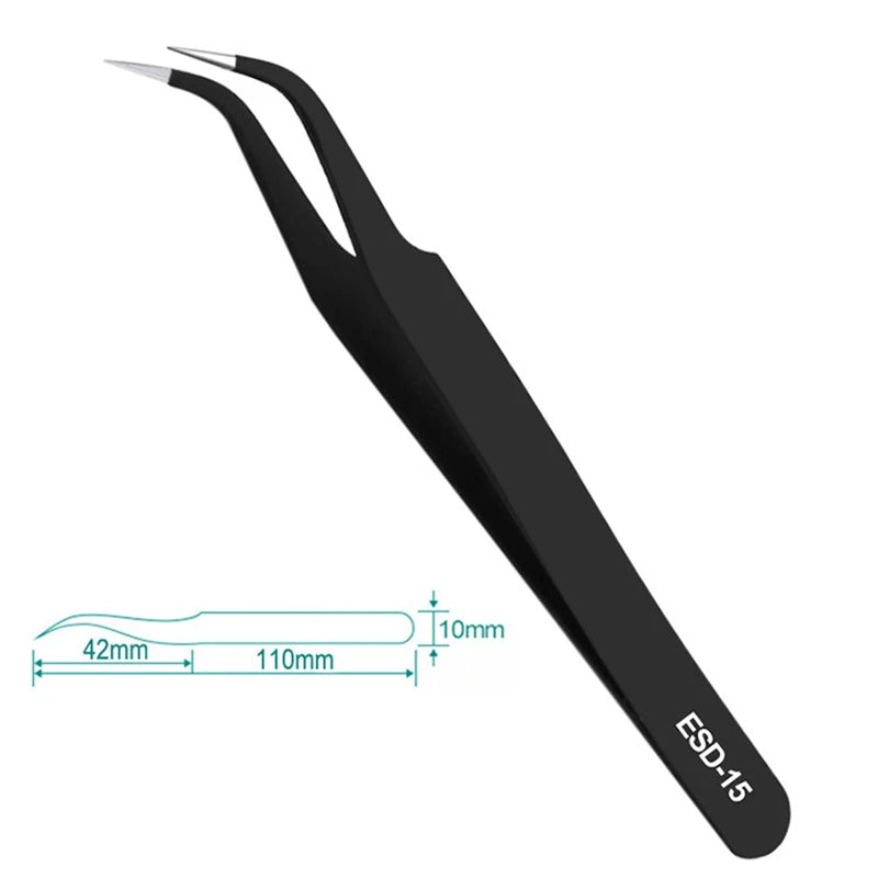 Anti-static Tweezers Set: Stainless Steel, Non-magnetic Tools