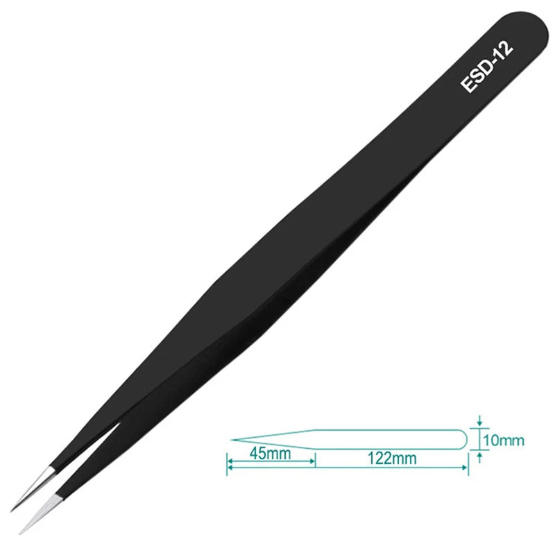 Anti-static Tweezers Set: Stainless Steel, Non-magnetic Tools